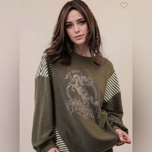 Very J Olive Green Wild West Long Sleeve Tee
